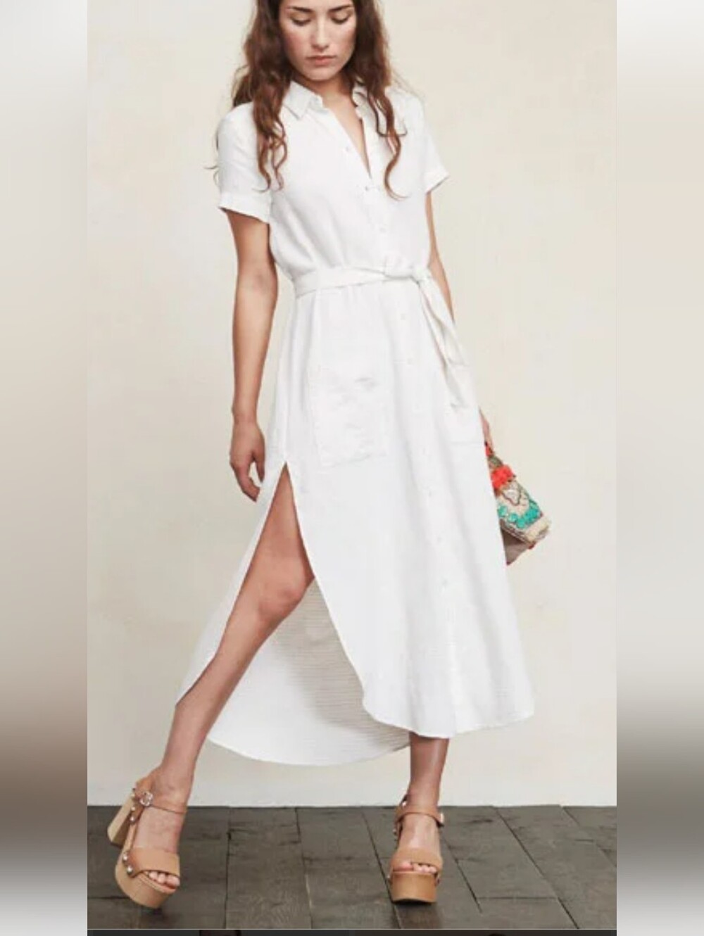 Reformation Kenya Lightweight Button Up Short Sleeve Midi Shirt Dress Tunic! XS